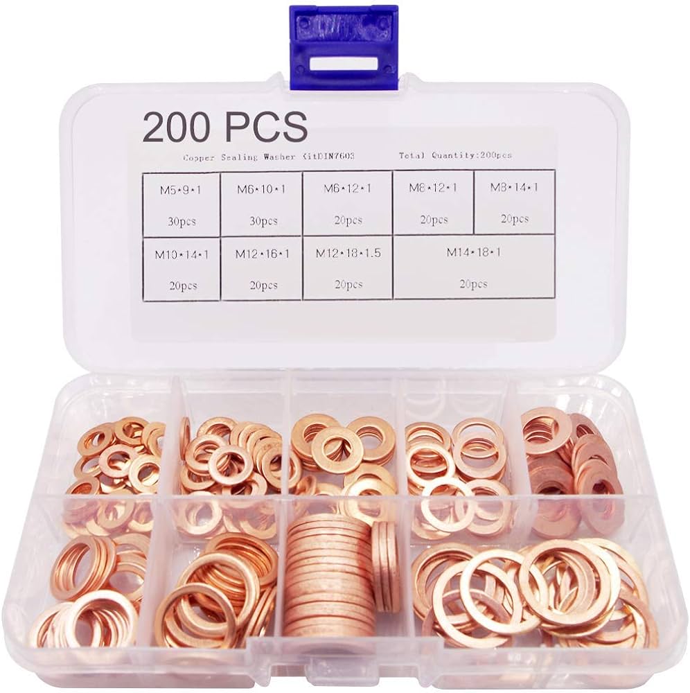 COPPER WASHER BOX (200P/10 SIZE)