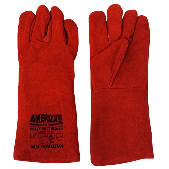 Welding Gloves Red With Piping Ameriza