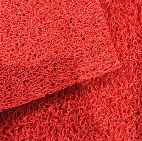 PVC Coil Loop Carpet Floor Mat, 15MM*1.2*18M, Red