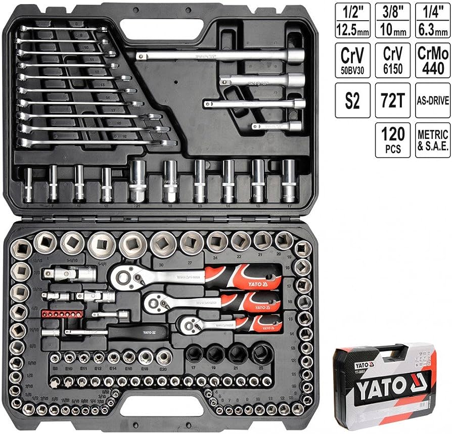 Socket Set (1/4", 3/8" x 1/2") 120P/Set YT-38801