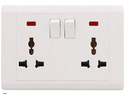 13Amp Double Socket+Small Neon LK4048, White  (UNIVERSAL)