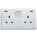 13Amp Double Socket+Small Neon LK4057, White