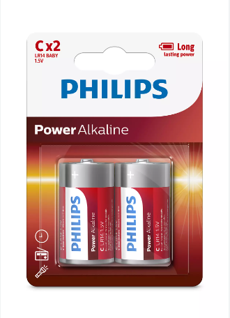 Battery 1.5V, LR14P2B/97, LR14 Baby, Brand: Philips(C SIZE) (2pcs/card)