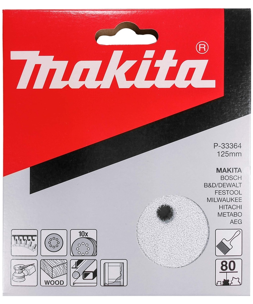 Makita-Velcro Sanding Disc With Hole 5"X180