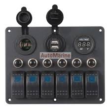 Fuse Rocker Switch Panel, Black Color, 6 Gang