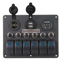 Fuse Rocker Switch Panel, Black Color, 6 Gang
