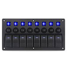 Fuse Rocker Switch Panel, Black Color, 8 Gang