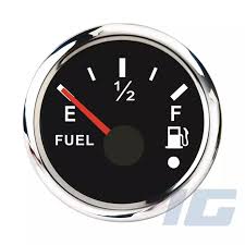Gauge - 52mm, Electrical Fuel Level with Warning Function, WKFLW-90B, Black Face/Chrome Rim,  Super White Led Display