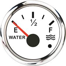 Gauge - 52MM, Electrical Water Level with Warning Function, WKWLW-90W, White Face/Chrome Rim, Red Led Display