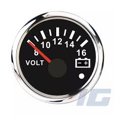 Gauge - 52mm, Electrical Volt with Warning Function, WKVOW-90B816, Black Face/Chrome Rim,  Super White Led Display, 8~16 Volt