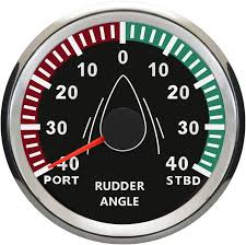Gauge - 85mm, Electrical Rudder Angle, WPRU-270BRG, Black Face/Chrome Rim, Super White Led Display