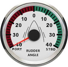 Gauge - 85mm, Electrical Rudder Angle, WPRU-271BRG, White Face/Chrome Rim, Super White Led Display