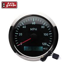 Gauge - 85MM, Electrical Speedometer with Odometer, WPSP270-120HB, 0-120KMH, Black Face/Chrome Rim, Super White Led Display