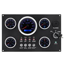 Gauge - 5 Gauges set (Tachometer, Volt-12V, Water temp, Oil Pressure, Fuel Level) IG5GSETB-4000 (°C), Black Faceplate with White Back light