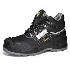 Safetoe - Safety Shoes, M-8027, Size 42, High Ankle With Side Reflectors S3 SRC-Normal Black
