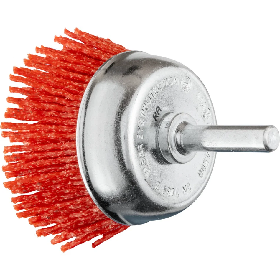Cup Brush - Nylon, Shaft Mounted 50MM