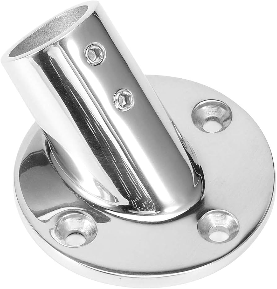 Handrail Socket With Round Base SS316, 45°, 22MM