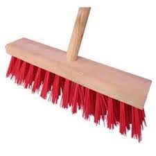 Hard Broom with Wooden Stick, 6 Row, 30CM