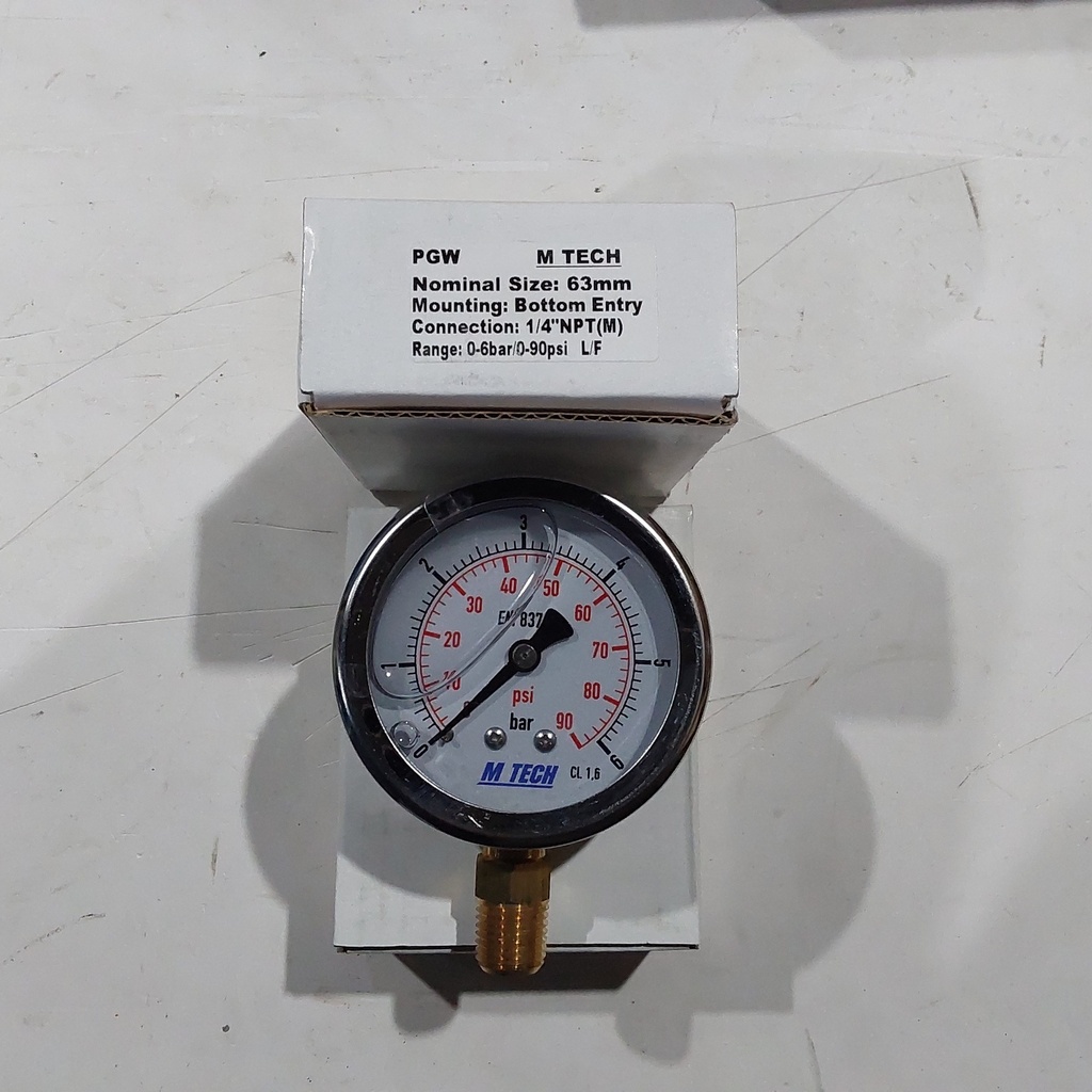 Pressure Gauge 6 Bar ( M TECH 6BAR & 90PSI )