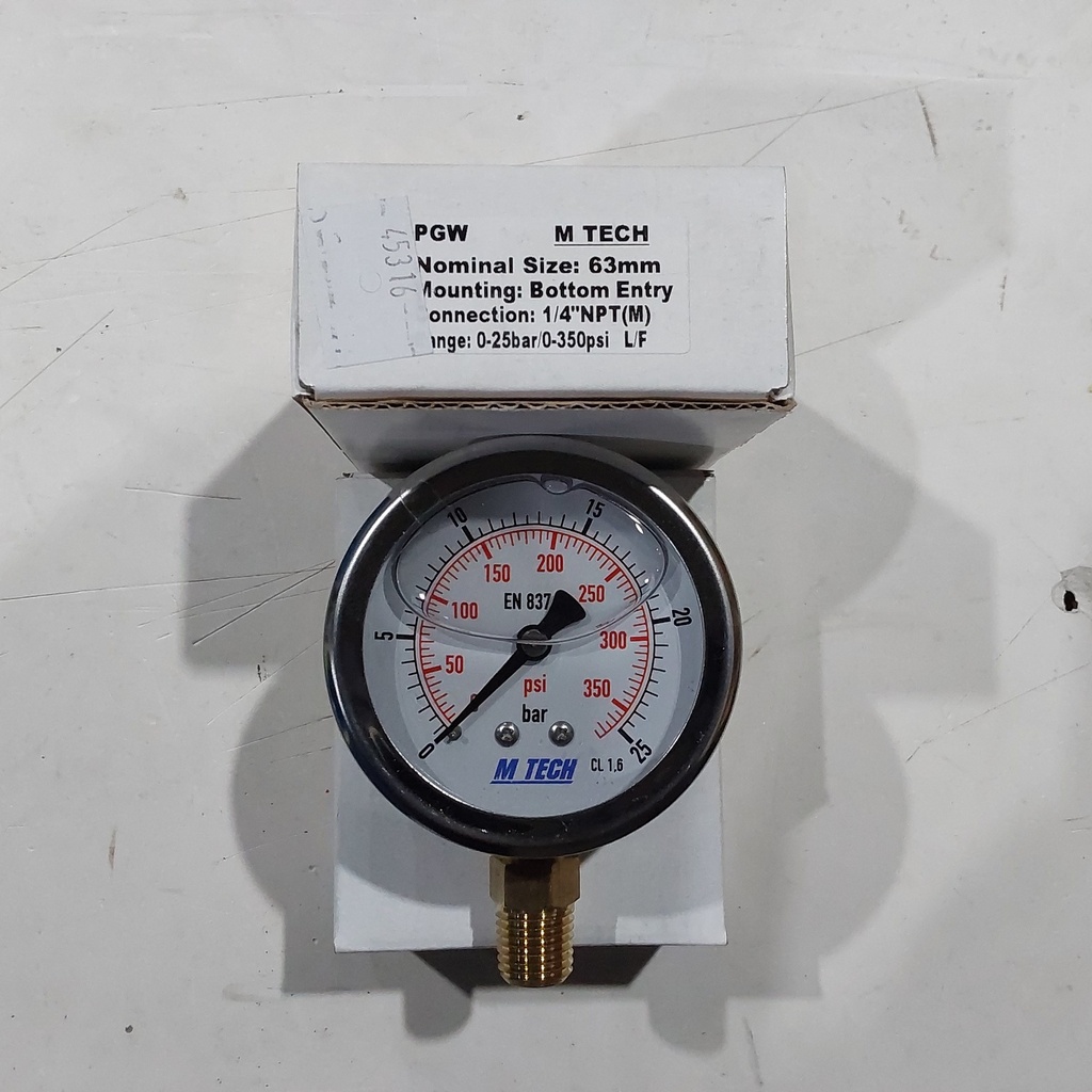 Pressure Gauge  25 Bar (M TECH 25BAR & 350PSI)