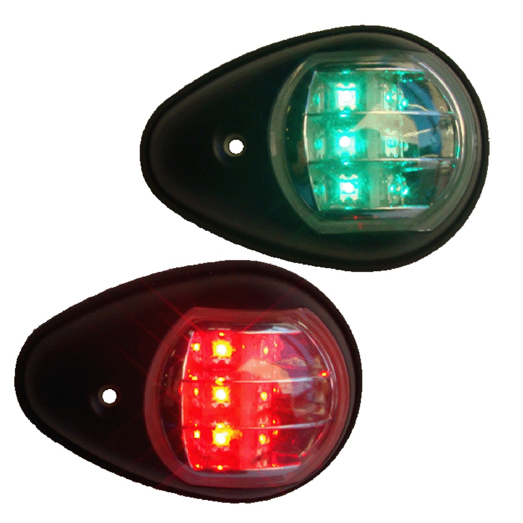 Starboard Light (Red/Green) - Led Vertical Mount, Black Cover, DC (2Pcs/Set)