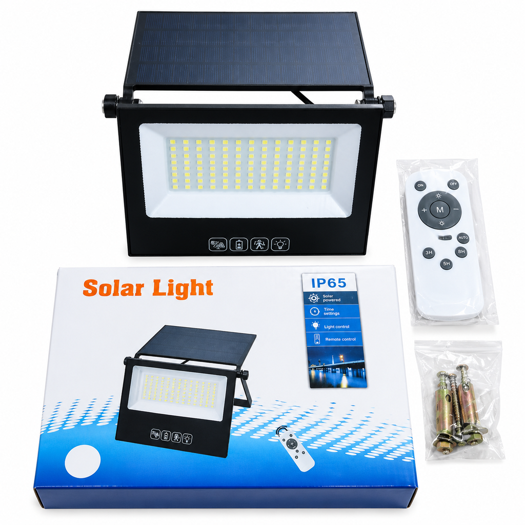 LED Flood Light - 120W, 010A-120W/6500K,Foldable Solar