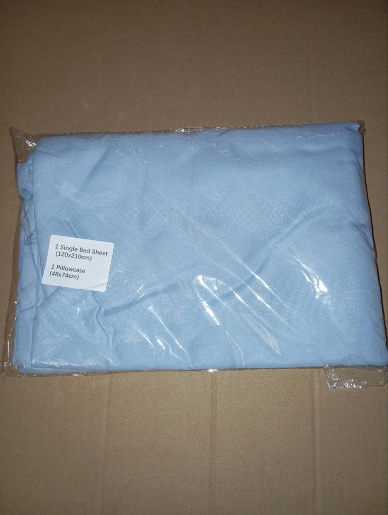 Single Bedsheet with Pillow Cover, Light blue