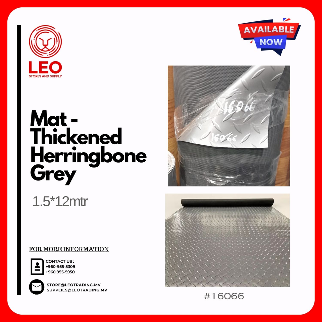 Metallic Floor Mat - Thickened Herringbone, Grey, 1.5*12Mtr