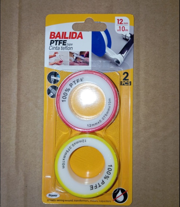 Bailida Teflon /PTFE Tape, Red/Yellow 12MM x 10MM
