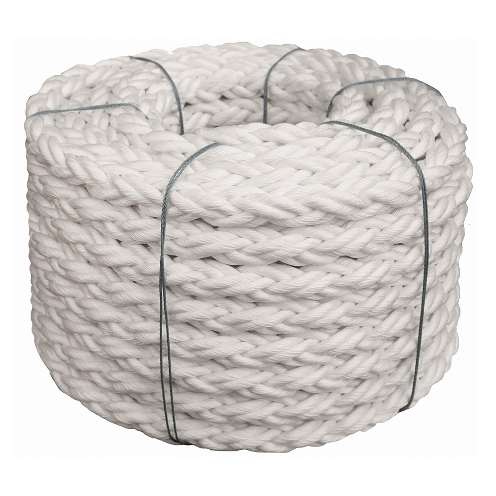 Rope - PP Mooring 8 Strand White with Green Tracer 48MM*220Mtr