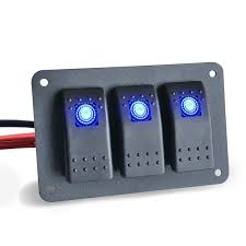 [19733] Switch Group 3P (Aluminum Panel + Single Lamp 3P ON-OFF Rocker Switch *3)