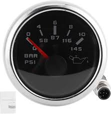 [19911] Gauge - 52mm, Electrical Oil Pressure with Warning Light, WKOPW-90B010(BAR), Black Face/Chrome Rim, Super White Led Display, 0~10BAR