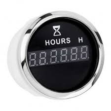 [19913] Gauge - 52mm, Digital Hourmeter, WKHM-DGB, Black Face/Chrome Rim, Red Led Display
