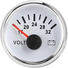 [19918] Gauge - 52mm, Electrical Volt with Warning Function, WKVOW-90W1832, White Face/Chrome Rim,  Red Led Display, 18~32 Volt
