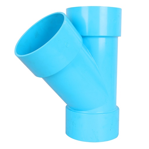 [21495] PVC Fitting - Y Tee 45° 2"  Medium Pressure 8.5 Blue
