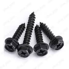 [41069] Screw - Self Tapping, Phillips Cross Hex Flange Head, Black, M4 x 1"