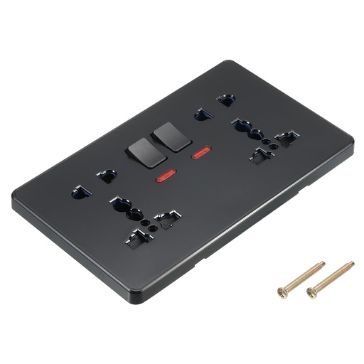 [23009] 13A Double Socket (Universal) Black 