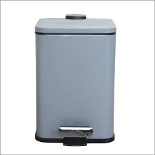 [43063] Dustbin Square With Paddle Stainless Steel (Grey Color)