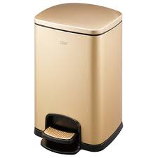 [43064] Dustbin Square With Paddle Stainless Steel (Gold Color )