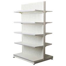 [43161] Rack - (L1200 x W900 x H2200mm) Double Side, Hole Back Panel, 5 layer with Front Bottom Panel, Shelf & Edgings White Color, Frame Grey Color
