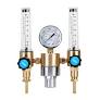 [43183] Argon Flowmeter With Twin Flowmeter Brass Color, Inlet:G5/8, Outlet Nipple: 8MM