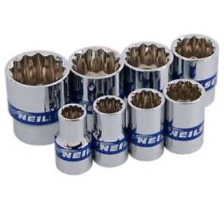 [43442] 3/4" Dr. 12PT Socket With Blue Ribbon 34MM (Half Mirror And Half Matte Surface)