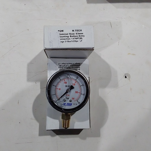 [45315] Pressure Gauge 16 Bar (M TECH 16BAR & 230PSI)