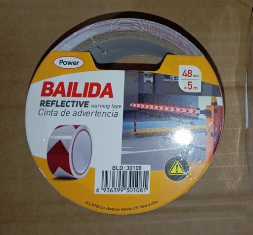 [45972] Bailida Reflective Warning Tape, Red/White 48MM x 5M