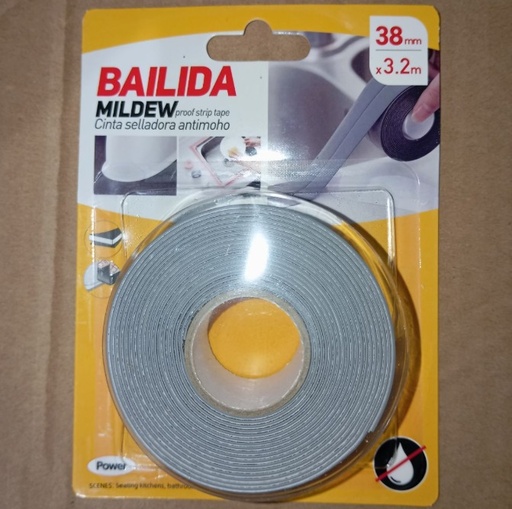 [45973] Mildew Proof Strip Tape, Grey 38MM x 3.2M- BAILIDA