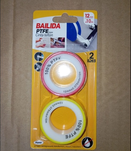 [45983] Bailida Teflon /PTFE Tape, Red/Yellow 12MM x 10MM