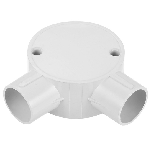 [24764] Conduit Junction Box 2 Way Circular Angle Box with Cover 20MM (White)