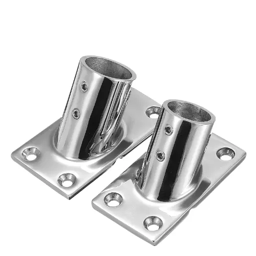 [50169] Handrail Socket With Rectangular Base SS316, 60°, 25MM