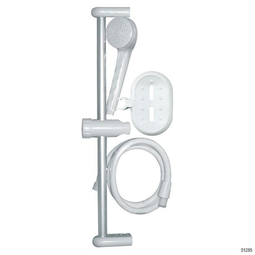 [50275] Shower Set With Soap Holder Plastic White Showy 2381P
