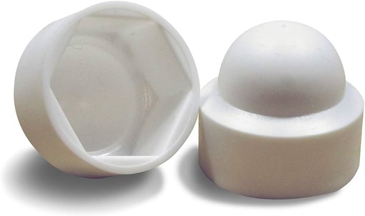 [50461] Plastic Dome Nut Protective Bushing Covers, White 16MM